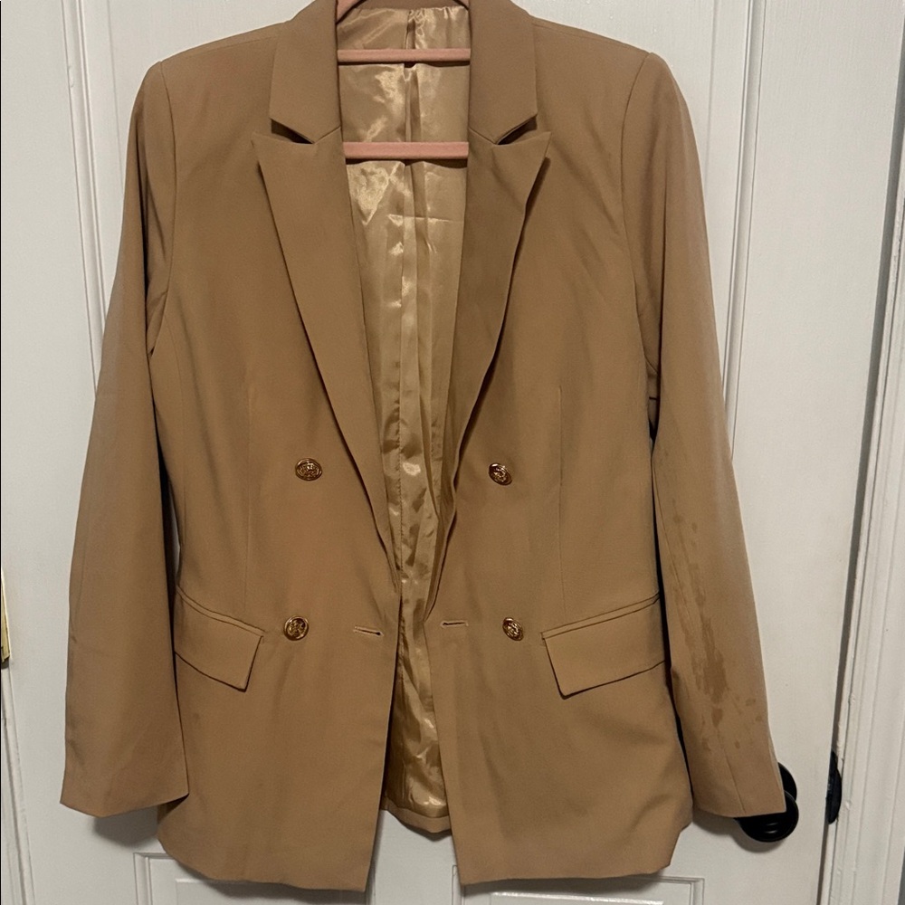 Tan Double-Breasted Blazer